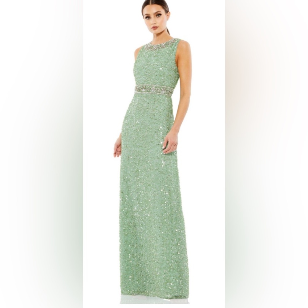 Mac Duggal Mink Green Sequin Long Formal Dress Style 10839 Size 12